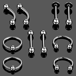 10 pièces nez lèvre langue sourcil tragus nombril piercing piercing 16g 6mm