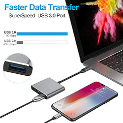 Adaptateur 3 En 1 Type C Vers HDMI USB-C USB 3.0 Pour Macbook Pro IPad Pro Gris pas cher