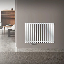 LuxeBath Radiateur de salle de bain horizontal noir mat acier connexion au bas 87x60 cm