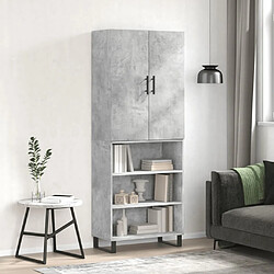 vidaXL Buffet haut Gris béton 69,5x34x180 cm Bois d'ingénierie