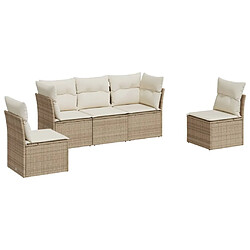 Maison Chic Salon de jardin avec coussins 5 pcs | Ensemble de Table et chaises | Mobilier d'Extérieur beige résine tressée -GKD37087