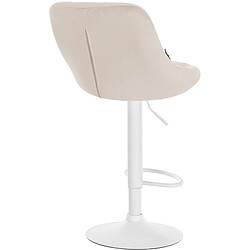 Acheter Decoshop26 Tabouret de bar en velours crème coutures décoratives pivotant support métal blanc TDB10660