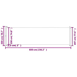 vidaXL Auvent latéral rétractable de patio 200x600 cm Noir pas cher