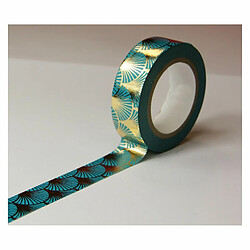 Youdoit Masking tape - Éventail bleu sur fond doré - Repositionnable - 15 mm x 10 m