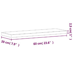 vidaXL Étagère murale 60x20x2,5 cm bois massif de hêtre pas cher