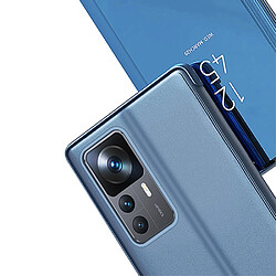 Htdmobiles Housse pour Xiaomi 12T / 12T Pro 5G - etui portefeuille miroir clear view + film ecran - BLEU