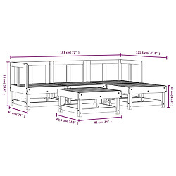 vidaXL Salon de jardin 5 pcs blanc bois massif de pin pas cher