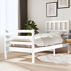 Maison Chic Lit Moderne Chambre - Cadre/structure de lit pour adulte Blanc Bois massif 75x190 cm Petit simple -MN11969