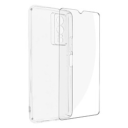 Avizar Coque Vivo Y76 5G Silicone Souple Film Verre Trempé 9H transparent