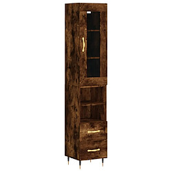 vidaXL Buffet haut Chêne fumé 34,5x34x180 cm Bois d'ingénierie