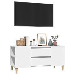 Avis vidaXL Meuble TV Blanc 102x44,5x50 cm Bois d'ingénierie