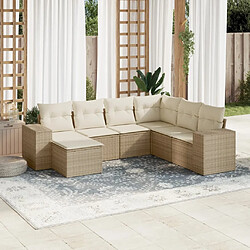 Maison Chic Salon de jardin avec coussins 7 pcs | Ensemble de Table et chaises | Mobilier d'Extérieur beige résine tressée -GKD94822