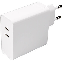 Double Chargeur maison USB C+C PD 65W (20+45W) Power Delivery Blanc Bigben