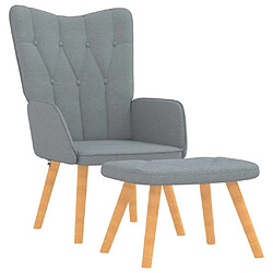 vidaXL Chaise de relaxation avec tabouret Gris clair Tissu