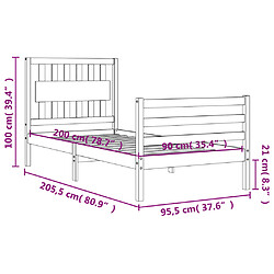 vidaXL Cadre de lit sans matelas 90x200 cm bois massif pas cher