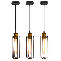 Stoex 3x Creative Suspension Pendentif Lumière Rétro Style Industriel Lustre Vintage Classique Plafonnier pour Café Loft Bar Chambre Noir