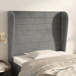 Maison Chic Tête de lit scandinave avec oreilles,meuble de chambre Gris clair 83x23x118/128 cm Velours -MN81312