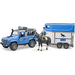 Bruder 02588 - Véhicule de police Land Rover Defender avec remorque pour chevaux