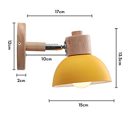 Stoex Ø15CM Applique Murale Rétro Moderne Applique Murale en Bois Et Métal Lampe Murale Simple, Angle Réglable, Pour Salon, Chambre À Coucher (Jaune) E27 pas cher