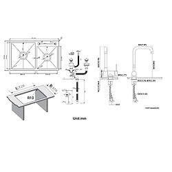 Acheter Auralum MAX 2 en 1 Évier de Cuisine 2 Bac 75x45x19cm,Encastré/ à Poser avec Distributeur Savon+Mitigeur Cuisine Rabattable Pivotant 360° Eau froid Chaud