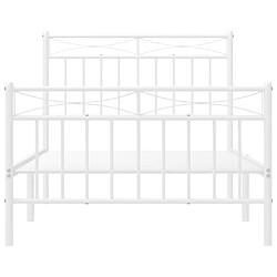 Maison Chic Lit adulte - Lit simple Cadre de lit métal avec tête de lit/pied de lit,Structure du lit Contemporain pour chambre blanc 100x190cm -MN32870 pas cher