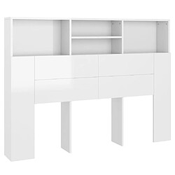 vidaXL Armoire de tête de lit Blanc brillant 140x19x103,5 cm