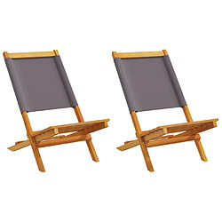 vidaXL Chaises de jardin lot de 2 anthracite bois acacia massif tissu