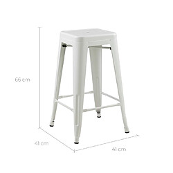 Rendez Vous Deco Tabouret de bar mi-hauteur Indus blanc mat 66cm (lot de 2)