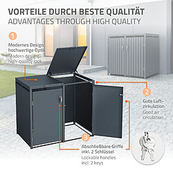 Avis ML DESIGN MODERN LIVING Abris pour 4 poubelles 240L en acier anthracite 264x80x116,3 cm avec poignées