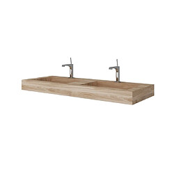 Kiamami Valentina 120CM LAVABO DE SALLE DE BAIN HPL À DEUX CUVES CHÊNE MIEL