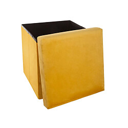 Avis Atmosphera, Createur D'Interieur Pouf pliant effet velours Tess - Jaune moutarde - Atmosphera