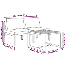 vidaXL Salon de jardin 3 pcs avec coussins Aluminium Anthracite pas cher