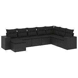 Maison Chic Salon de jardin 8 pcs avec coussins | Ensemble de Table et chaises | Mobilier d'Extérieur noir résine tressée -GKD97268