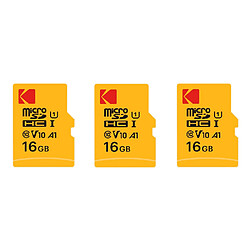 Pack de 3 KODAK Micro SDXC Premium de 16 Go : Vitesse et Fiabilité pour un Stockage Exceptionnel - Noir