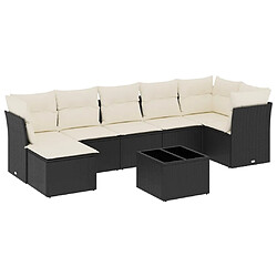 vidaXL Salon de jardin 8 pcs avec coussins noir résine tressée