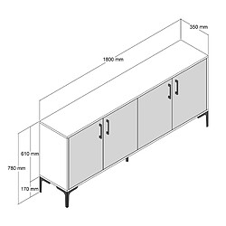 Concept Usine Buffet 180 cm style industriel ARKEL pas cher