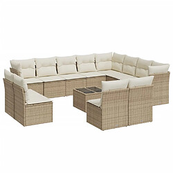 Maison Chic Salon de jardin avec coussins 13 pcs | Ensemble de Table et chaises | Mobilier d'Extérieur beige résine tressée -GKD39353