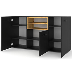 Bestmobilier Leolio - buffet bas - noir et bois - 151 cm