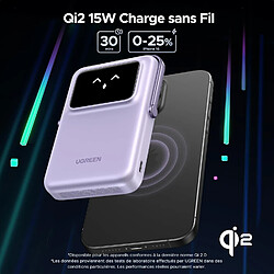 SANAG Batterie Externe Magnétique Qi2 Certifié 15W 10000Mah Power Bank Sans Fil Usb C Charge Rapide Avec Support Emoji Affichage Compatible Avec Magsafe Iphone 16 Plus Pro 15 14 (Violet)