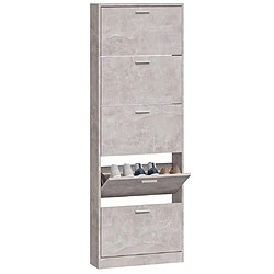 Avis vidaXL Armoire à chaussures Gris béton 59x17x169 cm Bois d'ingénierie