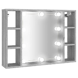 vidaXL Armoire à miroir avec LED Sonoma gris 76x15x55 cm