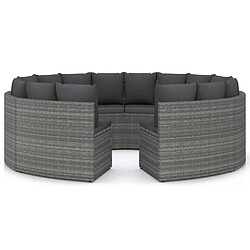 vidaXL Salon de jardin 8 pcs avec coussins Résine tressée Gris