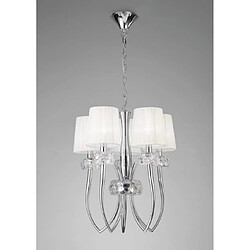 Luminaire Center Suspension Loewe Slim 5 Ampoules E14, chrome poli avec Abat jour blancs