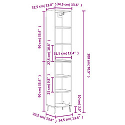 vidaXL Buffet haut Sonoma gris 34,5x32,5x180 cm Bois d'ingénierie pas cher