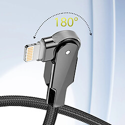 Acheter Borofone Câble USB vers Lightning 2.4A Nylon Tressé 1.2m Connecteur Rotatif 180 Noir