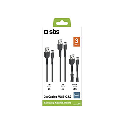 SBS Kit de 3 Câbles de Charge et Données USB-C