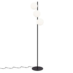 NETTLIFE Lampadaire noir - Moderne Lampadaire Salon à 3 flammes avec interrupteur à pied Métal Design Verre E27 Industriel Vintage Lampe de sol