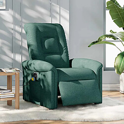 vidaXL Fauteuil de massage inclinable électrique Vert foncé Tissu