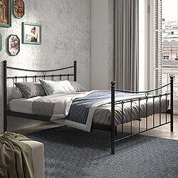 Mes Lit vintage 160x200 cm structure en métal noir - PIERRICK