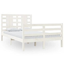 Maison Chic Lit adulte - Lit simple Cadre de lit,Structure du lit Contemporain Blanc Bois de pin massif 120x200 cm -MN75594